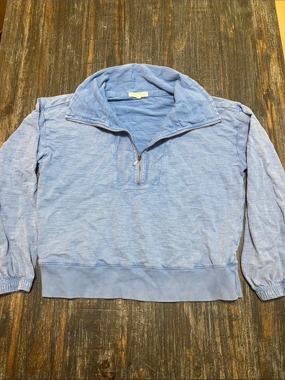 Mododoc Women's Light Blue Half-Zip Crop Top Sweatshirt